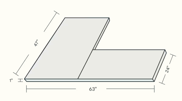 47x63x24- combine 47.25" x23.5" & 39.25"x23.5"  ( Top comes in two pieces)